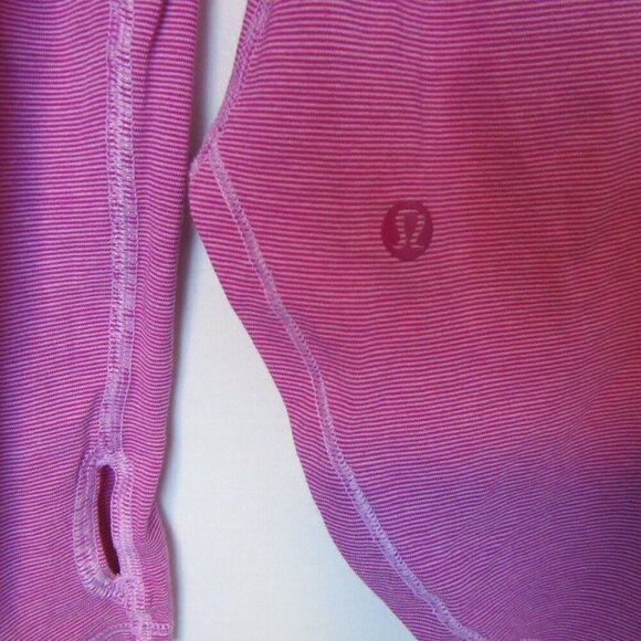 Lululemon Yogini 5 Year Long Sleeve Tee Striped Raspberry Pink Womens 4 - Picture 5 of 5